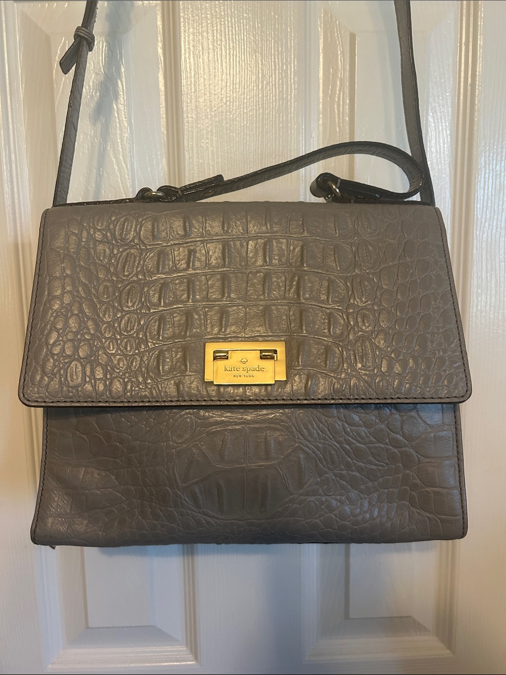 kate spade Croc-Embossed Leather Flap